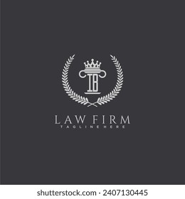 IB letter monogram logo for lawfirm with pillar  crown image design