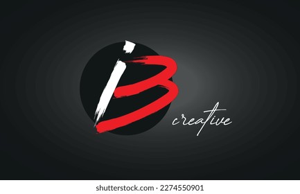 IB Letters Brush Paint Logo icon, Elegant Vector Design