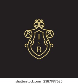 IB line vintage initial logo in high quality professional design that will print well across any print media