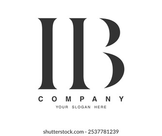 Projeto do logotipo IB. Estilo de fonte serifa inicial i e b. Tipografia clássica do nome da empresa. Logotipo ou identidade da moda. Ilustração vetorial.