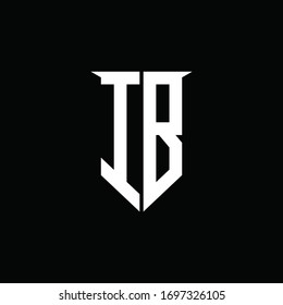 Monograma del logotipo IB con plantilla de diseño de estilo de escudo de emblemas