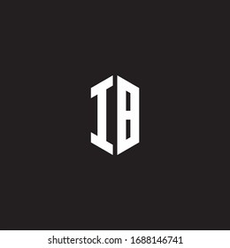 IB Logo monogram with hexagon shape style design template isolated on black background