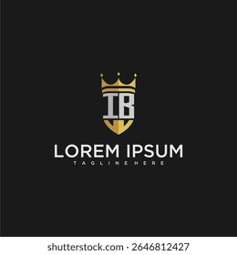 Monograma de lujo de la letra del IB para el diseño del logotipo de la corona y del escudo