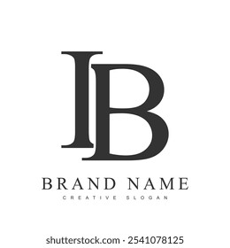 IB trendy logotype template. Initial letter i and b classic font style. Creative logo for company name or identity. Vector illustration.