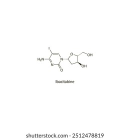 Ibacitabine flat skeletal molecular structure Antiviral drug used in Herpes treatment. Vector illustration scientific diagram.