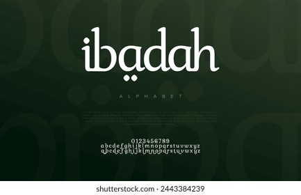 Ibadah premium luxury arabic alphabet letters and numbers. Elegant islamic typography ramadan wedding serif font decorative vintage. Creative vector illustration