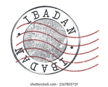 Ibadan, Nigeria Stamp Map Postal. Silhouette Seal Roads and Streets. Passport Round Design. Vector Icon. Design Retro Travel National Symbol.