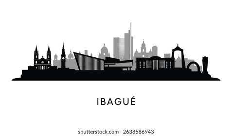 Ibagu Colombia Skyline Cityscape Illustration.