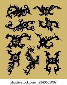 Iban Tribal art design, Borneo kalimantan dayak ornament vector