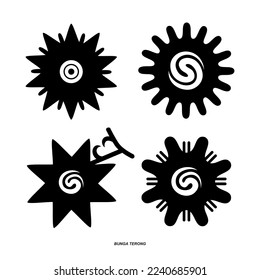 Iban Tribal art design, Borneo kalimantan dayak ornament vector, Bunga terong