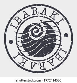 Ibaraki, Japan Stamp Postal. Silhouette Seal. Flag Passport Round Design. Vector Icon. Design Retro Travel. National Symbol.