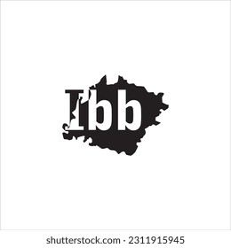 Ibb map and black lettering design on white background