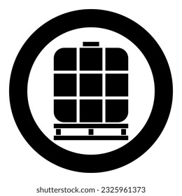 IBC intermediate bulk container tank for liquids fluid water storage reservoir icon in circle round black color vector illustration image solid outline style