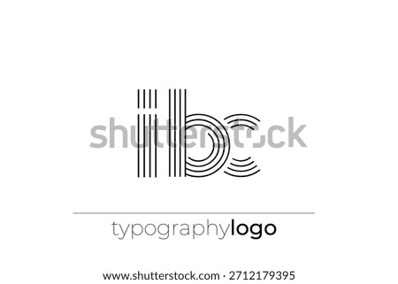 IBC modern geometric typography logo. Modern and stylish composition featuring a monochromatic typography logo illustration designed with intricate lines.