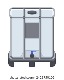 IBC tank - container for methanol or other liquids storage and transportation. Isolated vector icon