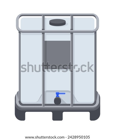 IBC tank - container for methanol or other liquids storage and transportation. Isolated vector icon