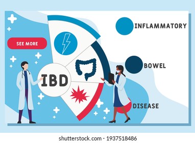 IBD - Inflammatory Bowel Disease acronym. medical concept background.  vector illustration concept with keywords and icons. lettering illustration with icons for web banner, flyer, landing page
