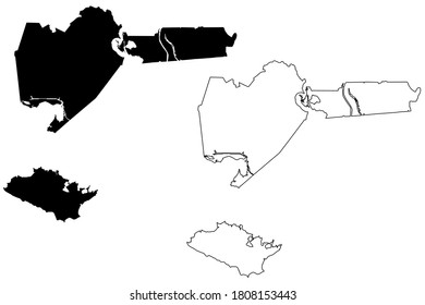 Iberia Parish, Louisiana (U.S. county, United States of America) map vector illustration, scribble sketch map