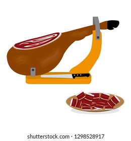 Iberian ham in vector illustration