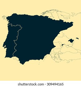 Iberian Peninsula - Spain, Portugal Map