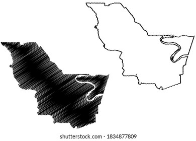 Iberville County, Louisiana (U.S. county, United States of America, USA, U.S., US) map vector illustration, scribble sketch Iberville Parish map