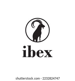 Ibex Tier Logo Design in schwarzer Farbe.