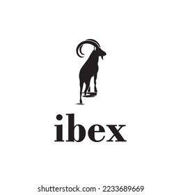 Ibex Tier Logo Design in schwarzer Farbe.