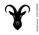 Ibex Head Silhouette Vector Art