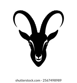 Ibex Head Silhouette Vector Art