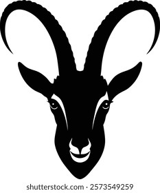 Ibex head silhouette vector illustration
