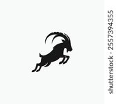 ibex jumping silhouette logo vector illustration design