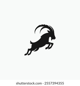 ibex jumping silhouette logo vector illustration design