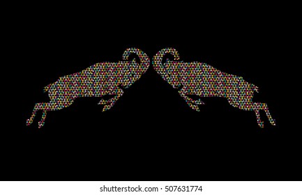 Ibexes fighting designed using colorful mosaic pattern graphic vector.