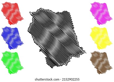 Ibipitanga municipality (Bahia state, Municipalities of Brazil, Federative Republic of Brazil) map vector illustration, scribble sketch Macaubas map