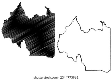 Ibiracu municipio (estado de Espírito Santo, municipios de Brasil, República Federativa del Brasil) mapa de ilustración vectorial, dibujo de garrapatas Mapa ibicarca