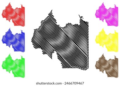 Ilustración vectorial de mapas del municipio de Ibiracu (estado de Espírito Santo, municipios de Brasil, República Federativa de Brasil), bosquejo de garabatos Mapa de Ibiraçu