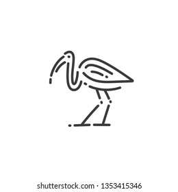 ibis flat outline icon of Egypt, concept silhouette in linear design, vector illustration