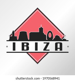 Ibiza, Balearic Islands, Spain Skyline Logo. Adventure Landscape Design Vector City Illustration Vector illustration.