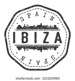 Ibiza, Balearic Islands, Spain Stamp Skyline Postmark. Silhouette Postal Passport. City Round Vector Icon. Vintage Postage Design.