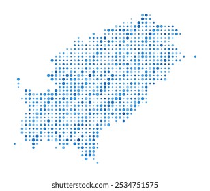 Mapa Ibiza Dot. Forma de Estilo Digital Island. Imagem vetorial de Ibiza. Forma de ilha pontos circulares azuis. Ilustração de vetor artístico.