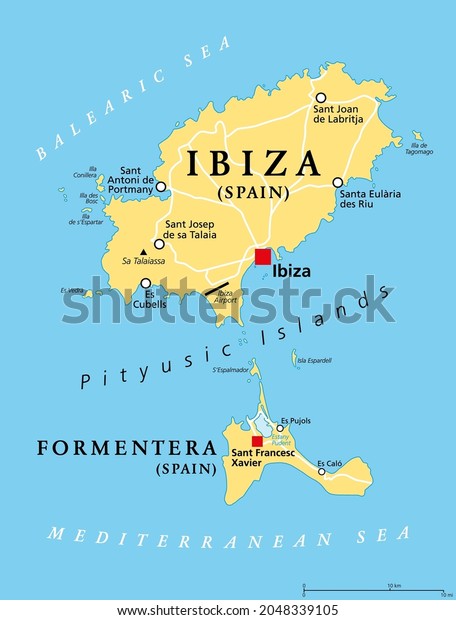 Ibiza Formentera Island Spain Political 600w 2048339105 