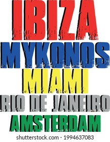 Ibiza Mykonos Miami Party T-shirt Design Vector