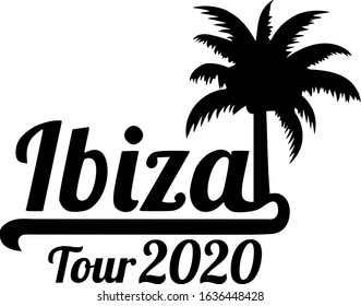 Ibiza tour 2020 with palm tree black vacation