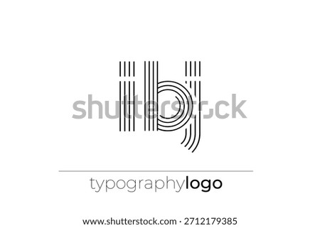 IBJ modern geometric typography logo. Modern and stylish composition featuring a monochromatic typography logo illustration designed with intricate lines.