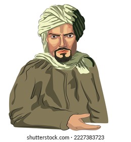 Ibn Battuta, ilustración portadora de retrato. (1304 - 1369) Era viajero y explorador. Hizo importantes contribuciones a la ciencia de la geografía.