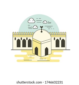 Ibn tuloon mosque in Cairo Egypt illustration vector line art