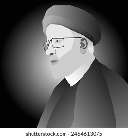 Ibrahim raisi, shaheed presidente Ibrahim Raisi, ataque al presidente iraní, accidente de helicóptero del presidente iraní. Ilustración vectorial de Ibrahim raisi.