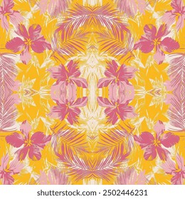 ibrant yellow floral pattern featuring intricate blooms and leaves. Perfect for adding a sunny touch to any design project.