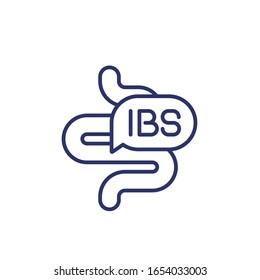 Icono de IBS, síndrome del intestino irritable, vector de línea