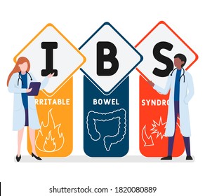 IBS - Acrónimo irritable del síndrome de Bowel, antecedentes médicos. concepto de ilustración vectorial con palabras clave e iconos. ilustración con iconos para banner web, volante, página de inicio